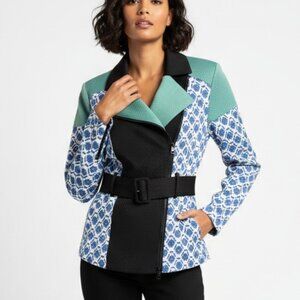 Peter Pilotto Size M Belted Blazer Multi-colored Moto-Style